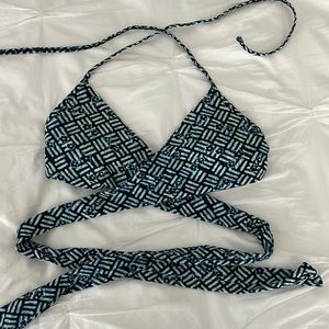 Aerie cross navy bikini top